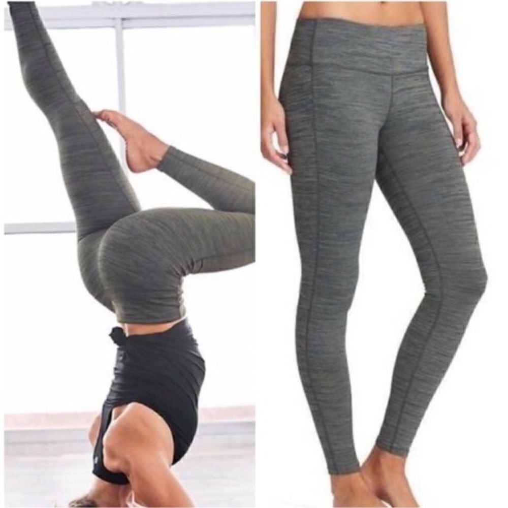 Athleta High Rise Chaturanga Grey Spacedye Leggings S
